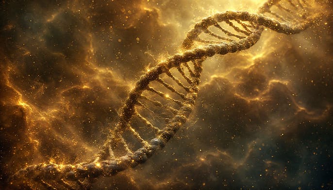 ДНК как код жизни. Иллюстрация для рассказа о потенциале и уникальных способностях ребенка