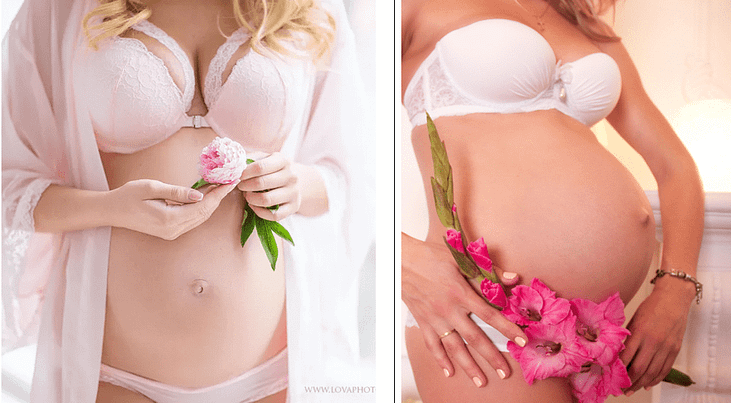 фотосессия беременной с цветами