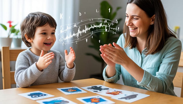 Логопед работает с ребенком над фонематическим восприятием: на развитие умения слышать и различать звуки речи, делить слова на части, сливать звуки в слова.