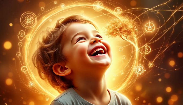 Портрет счастливого смеющегося ребенка