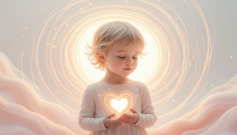 маленькая девочка держит сердце в руках