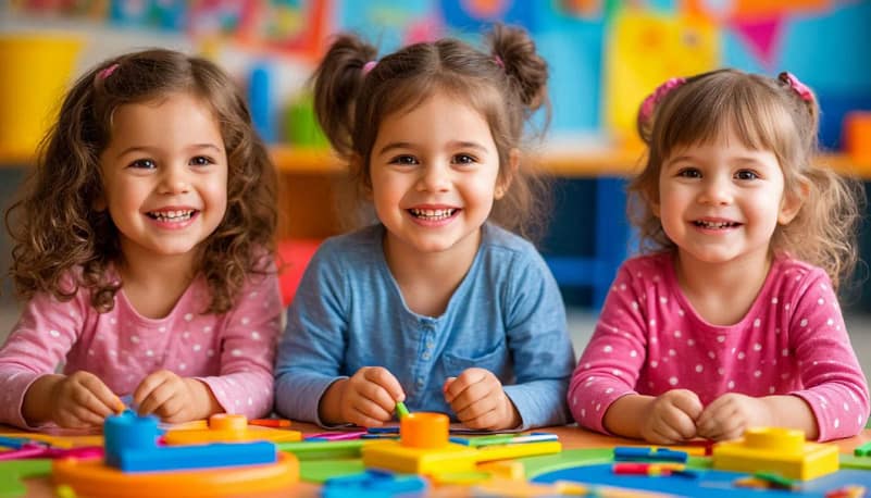 три счастливых дошкольницы