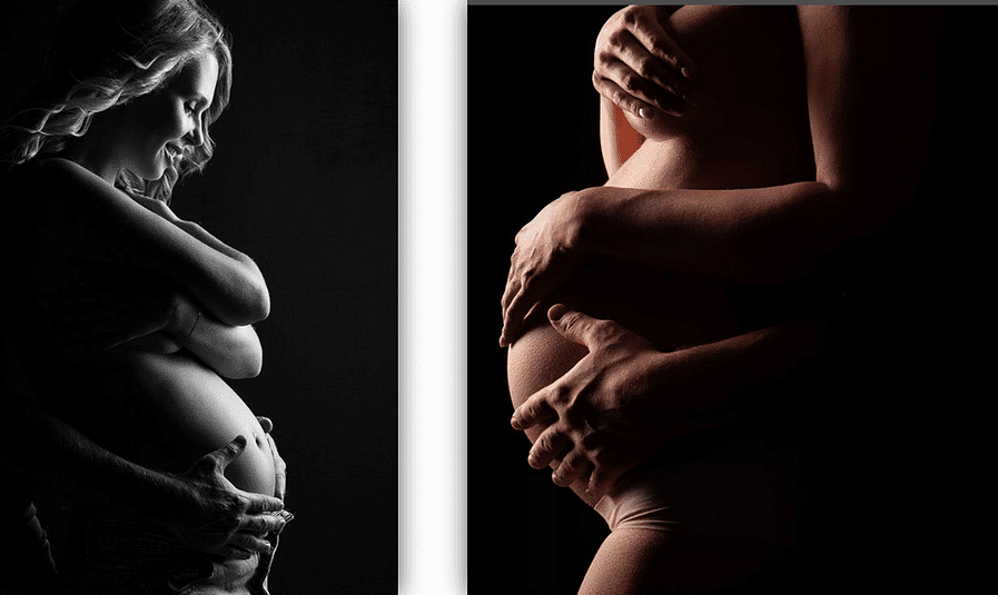 фотосессия беременной в темноте с подсветкой